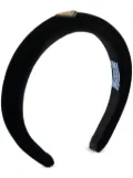 Prada triangle-logo velvet headband - Black