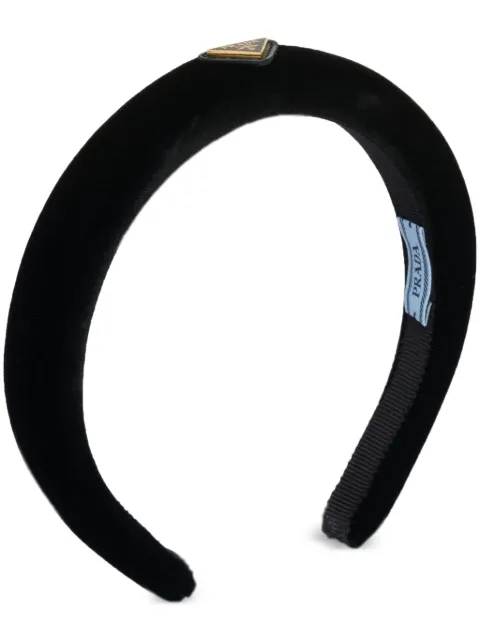 Prada triangle-logo velvet headband