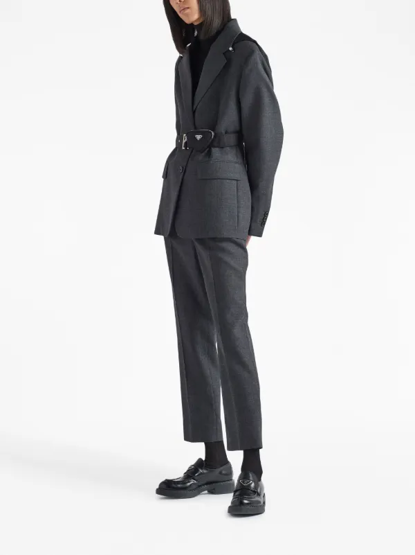 Prada zip-pocket Wool Trousers | Grey | FARFETCH