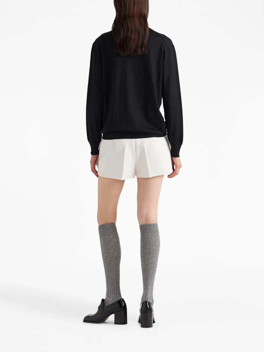  Prada V-neck Wool-cashmere Cardigan - Black 