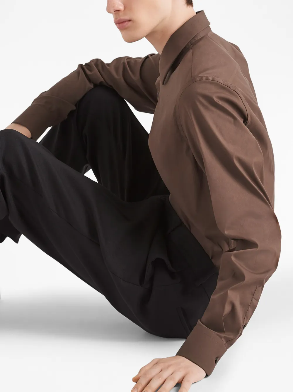 Prada long-sleeve Cotton Shirt | Brown | FARFETCH Prada long-sleeve Cotton Shirt | Brown | FARFETCH