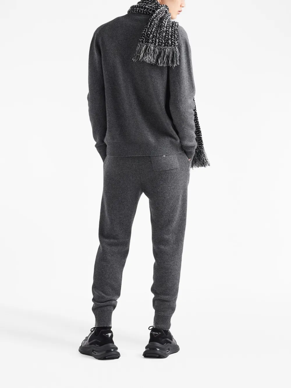  Prada Logo-embroidered Zip-up Cardigan - Grey 