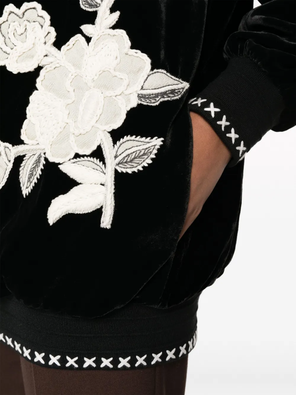 Golden Goose Velvet Embroidered Button-front Jacket In Black