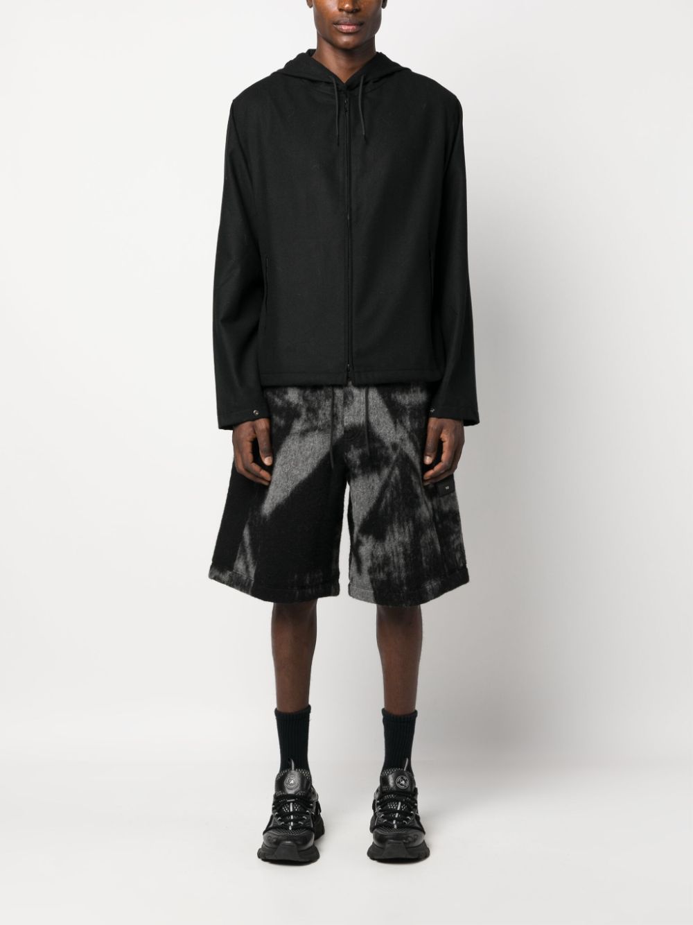 Shop Y-3 Drawstring Wool-blend Shorts In Black