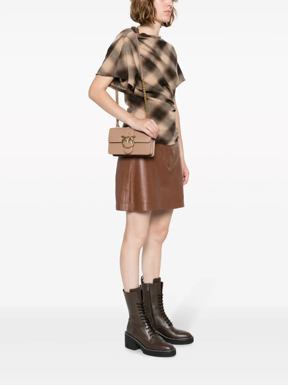 PINKO Love One mini crossbody bag - Beige