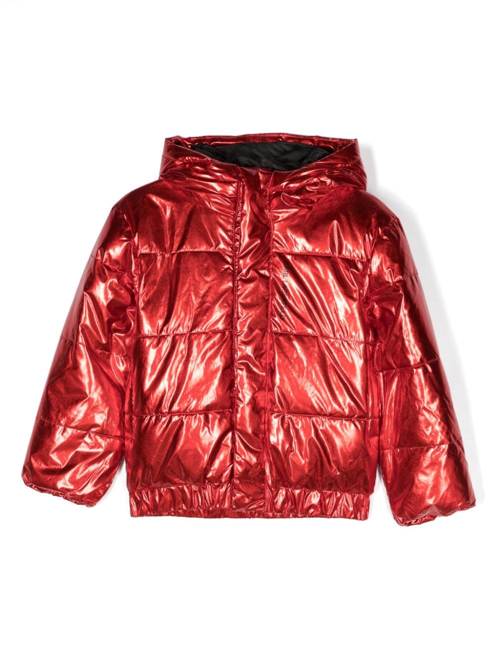 Karl Lagerfeld Metallic-finish Padded Jacket In Red