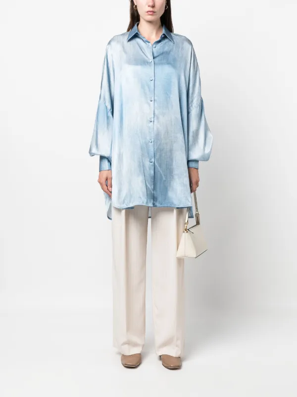 価格は安く Silk long-sleeve Scervino Ermanno Shirt JO FARFETCH | Blue | トップス