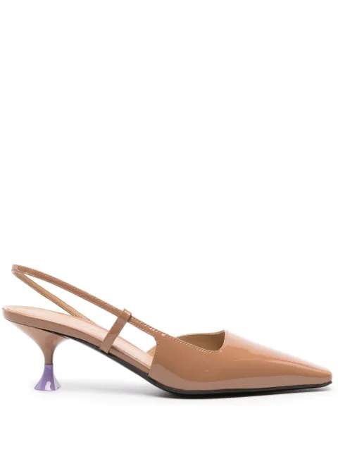 3juin 63mm patent slingback pumps