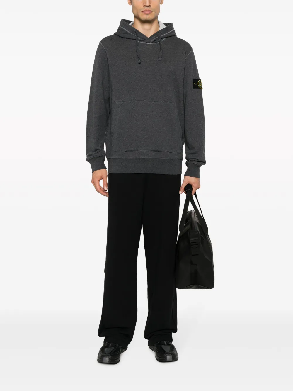 Stone Island Compass-motif cotton hoodie - Grijs