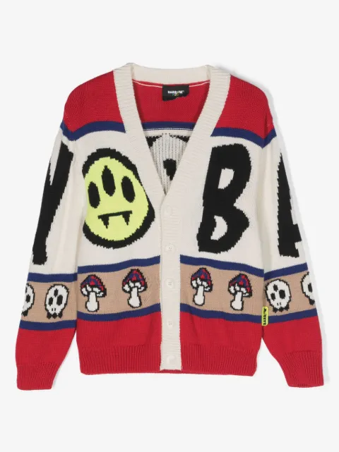 Barrow kids patterned intarsia-knit V-neck cardigan