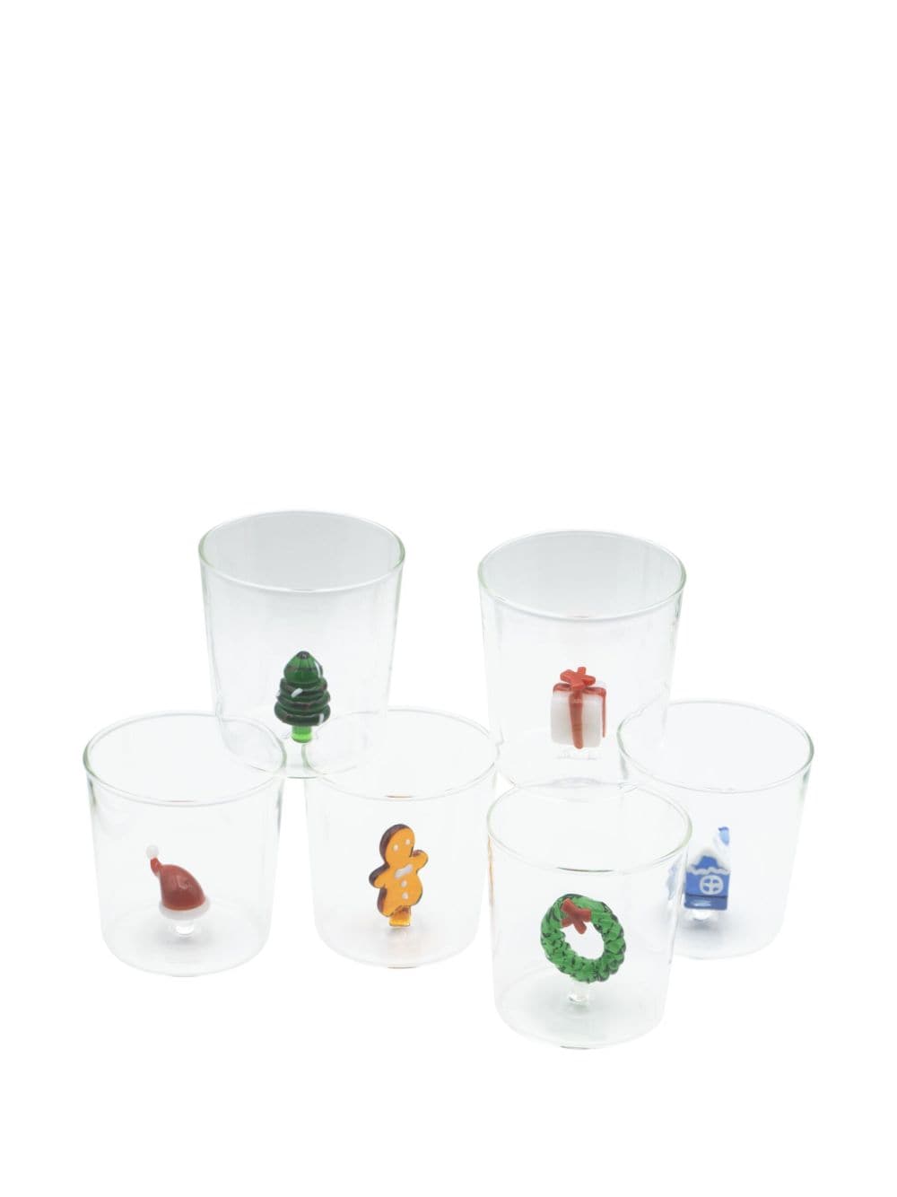 Shop Cu I Seeyou Christmas 3d-detailing Glasses (set Of Six) In Set 6 Bicchieri Christmas Set N 3 In Vetro Borosilicato Con Decoro Natalizio Misure Ø 8.5 Cm H 9 Cm