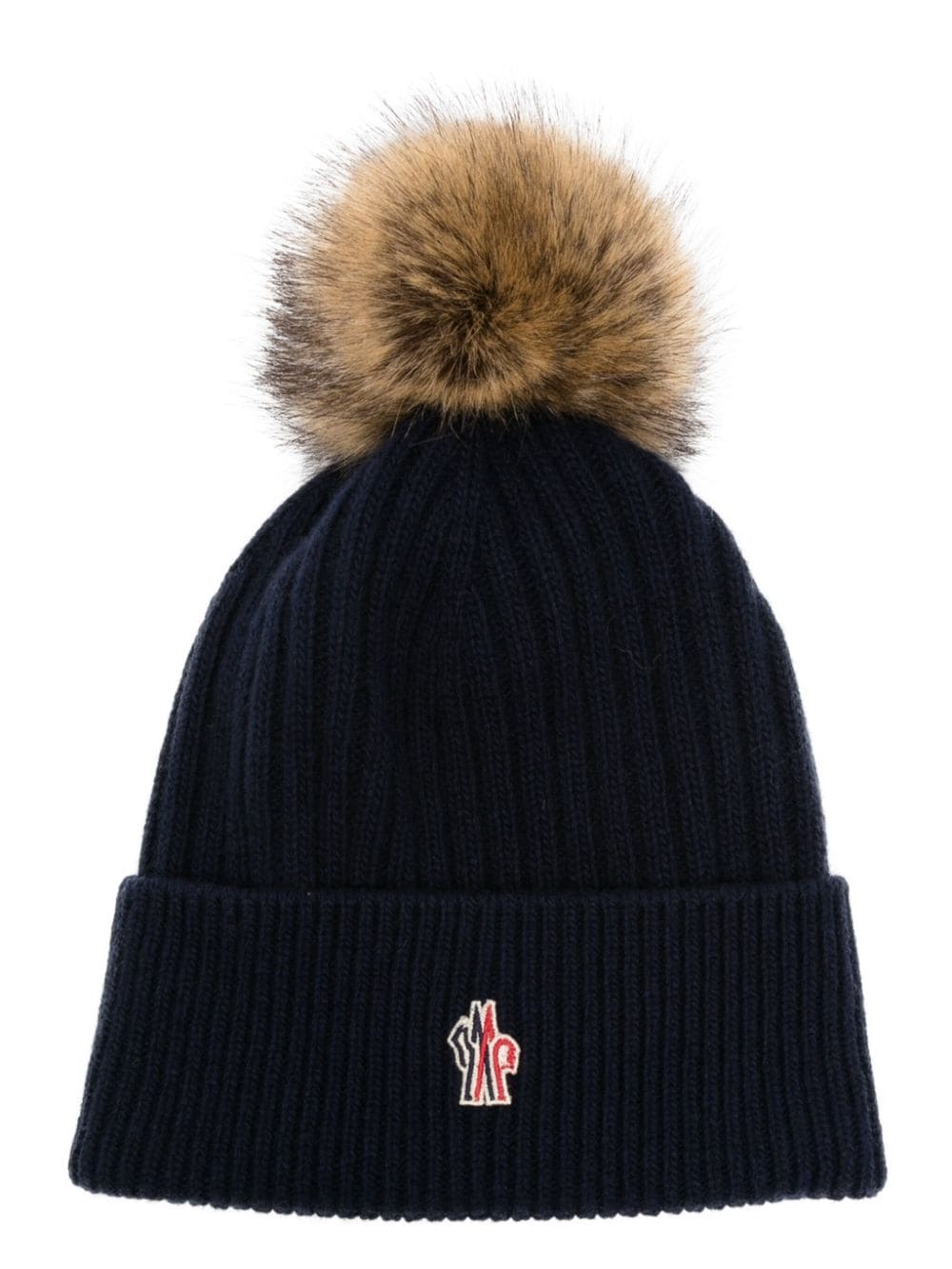 Moncler Logo-embroidered Pompom Cashmere Beanie In Blue
