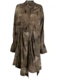 Ziggy Chen Irratic Fold Collage shirtdress - Brown