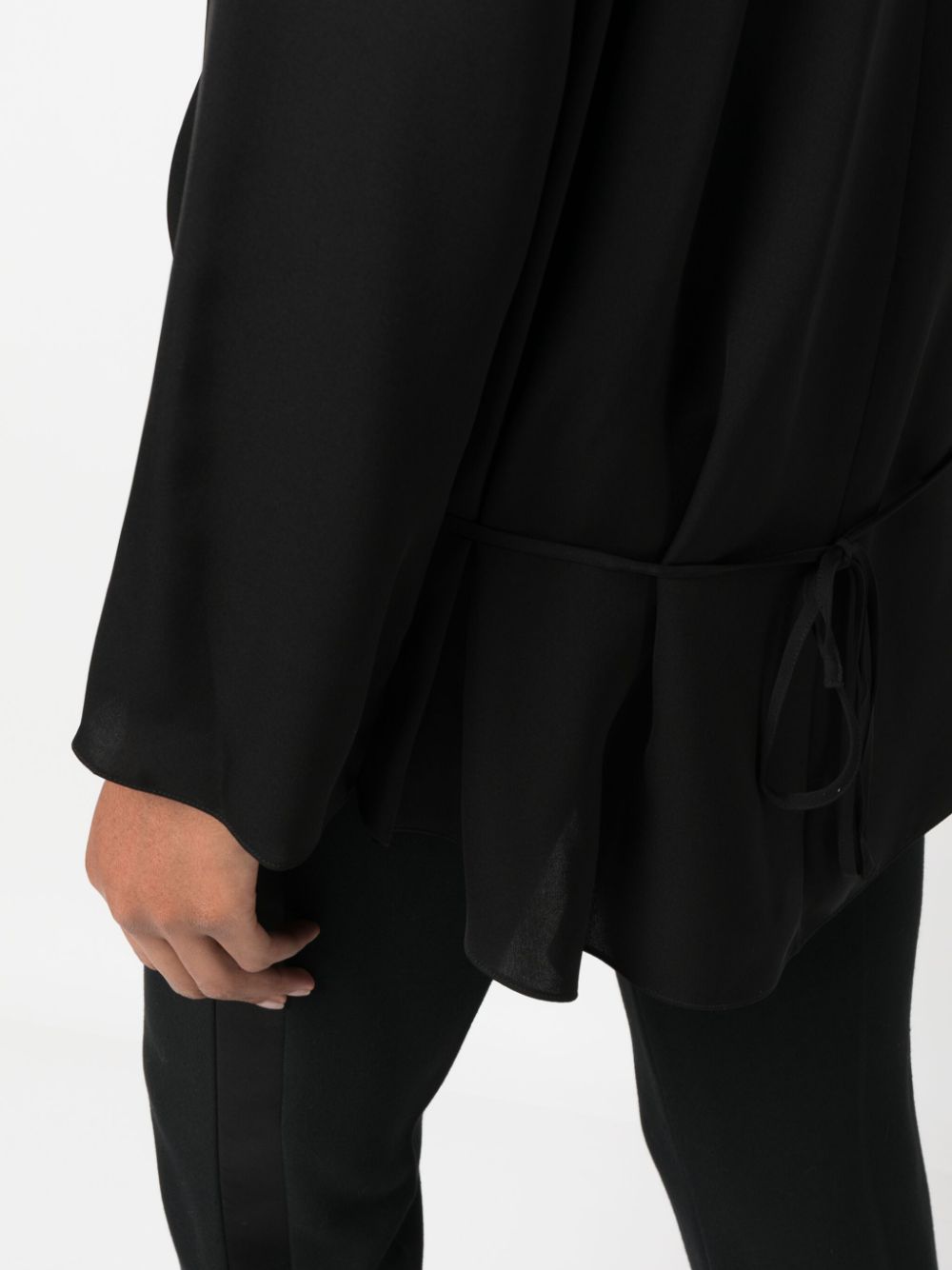 Shop Theory Belted Silk Blouse In Black