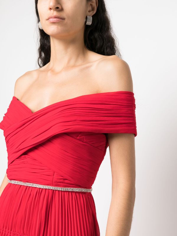 Self portrait red off shoulder cheap dress