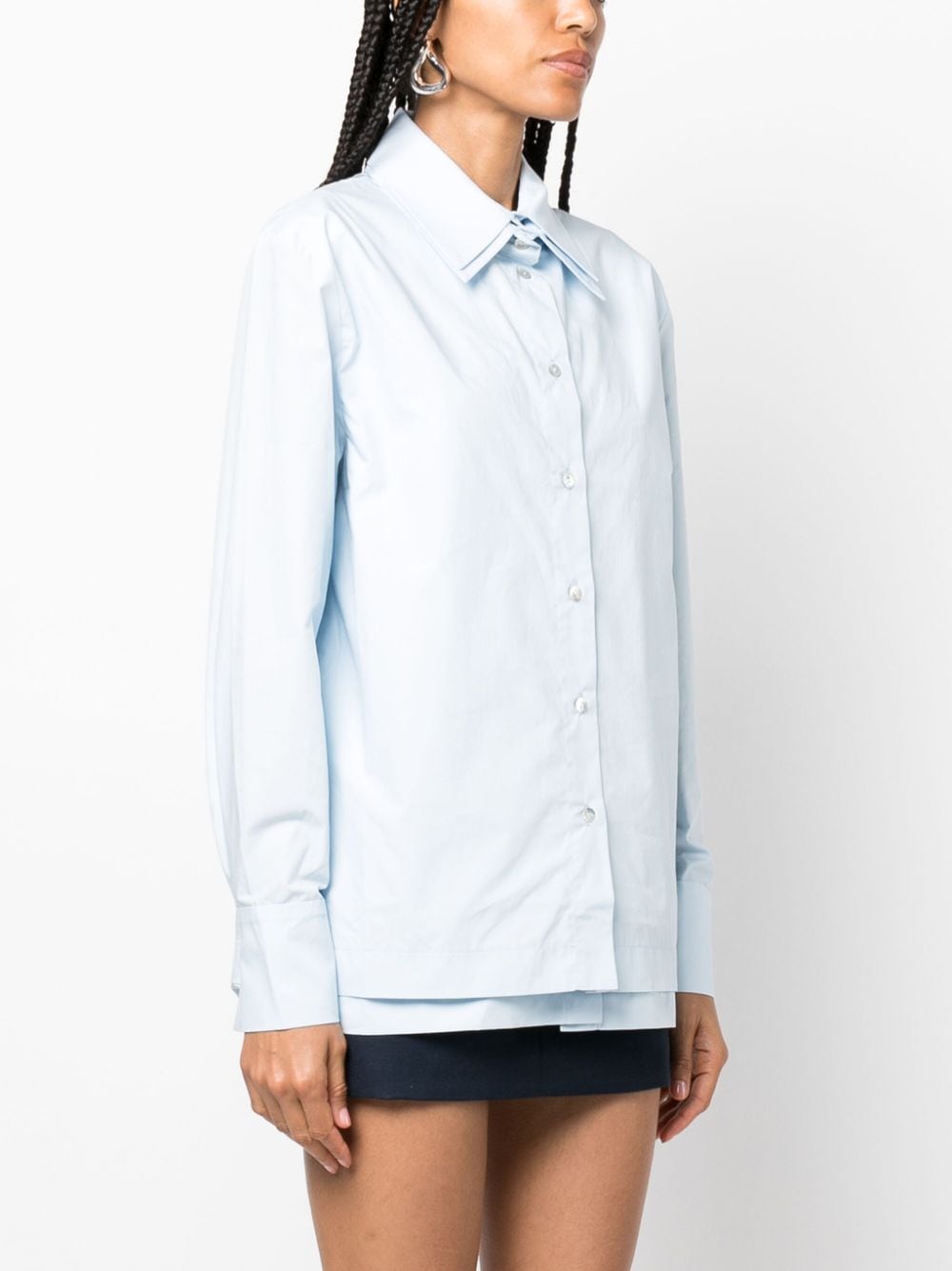 Shop Aya Muse Olia Double-layer Cotton Shirt In Blue