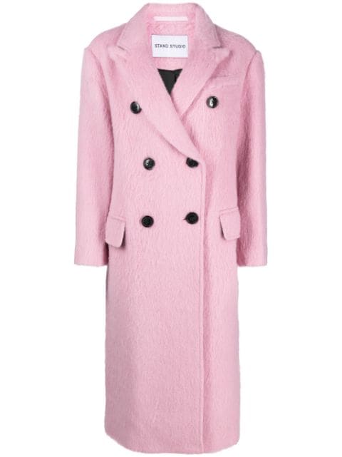 STAND STUDIO Essa brushed double-breasted wool-blend coat