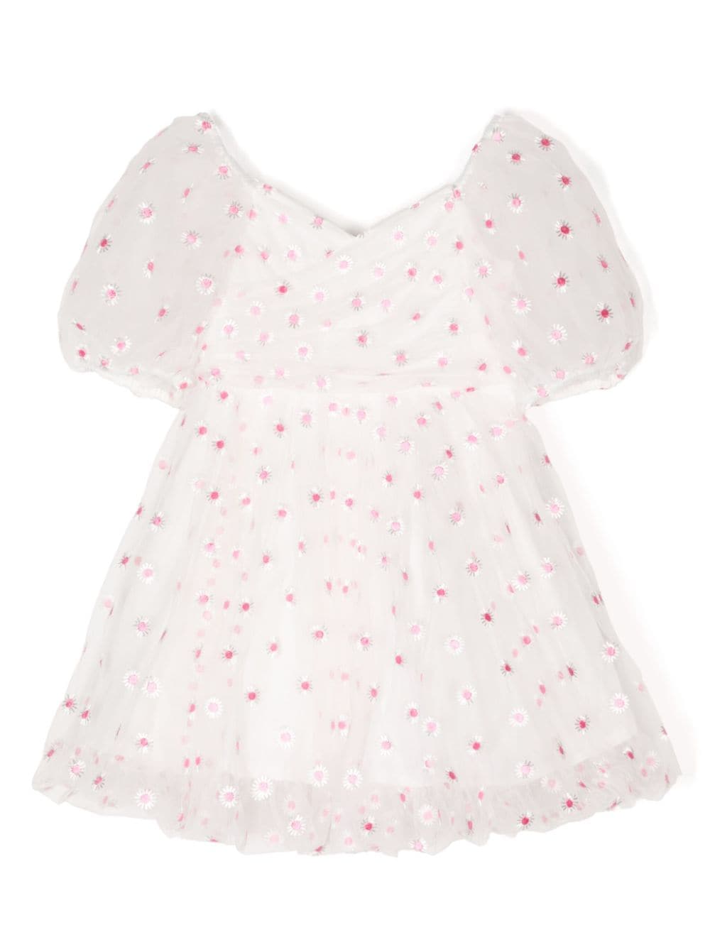 Marlo Kids' Floral-print Short-sleeve Dress In White