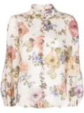 ZIMMERMANN Luminosity floral-print puff-sleeve blouse - Neutrals