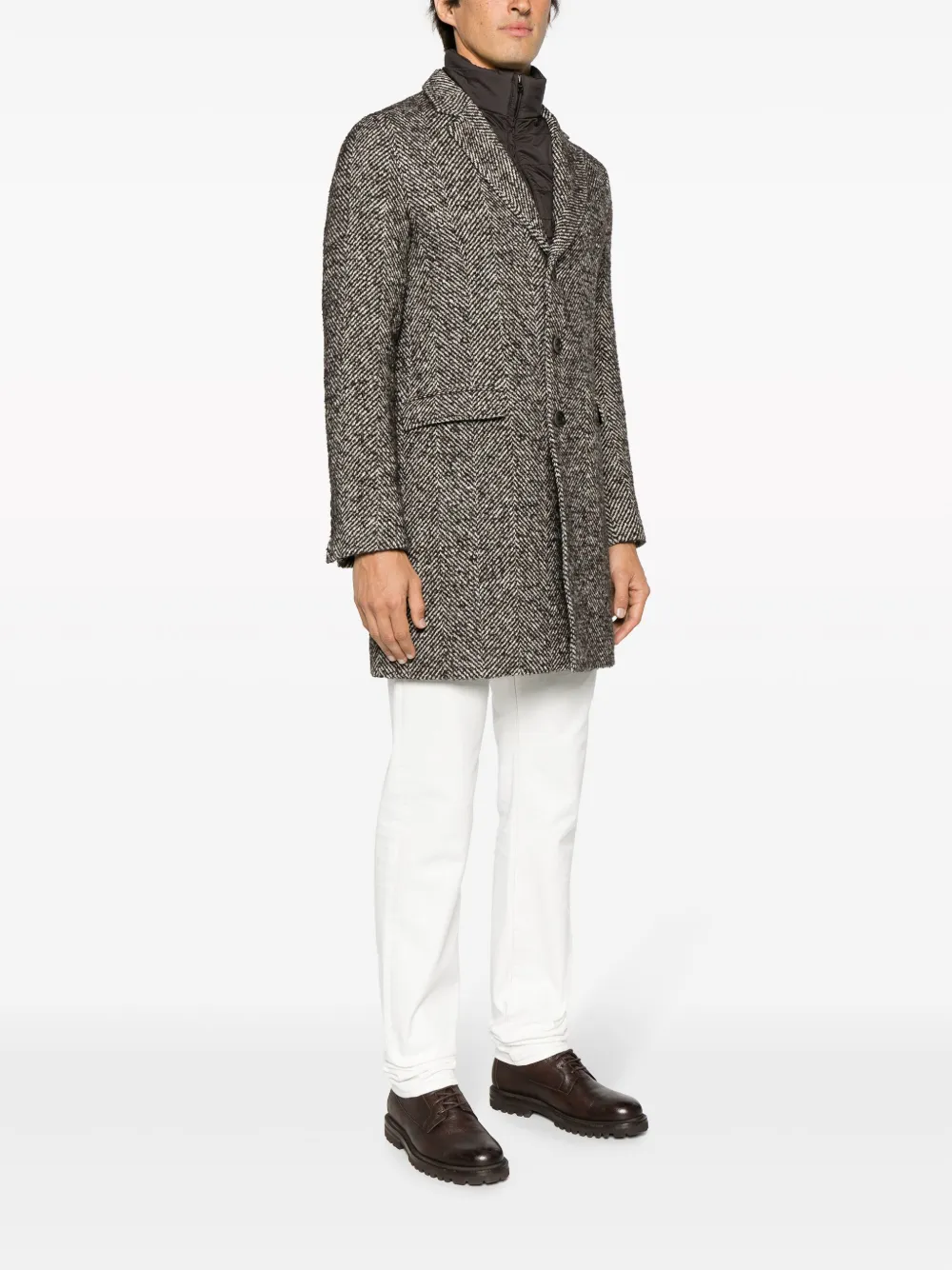 Herno Jas met visgraatpatroon Bruin