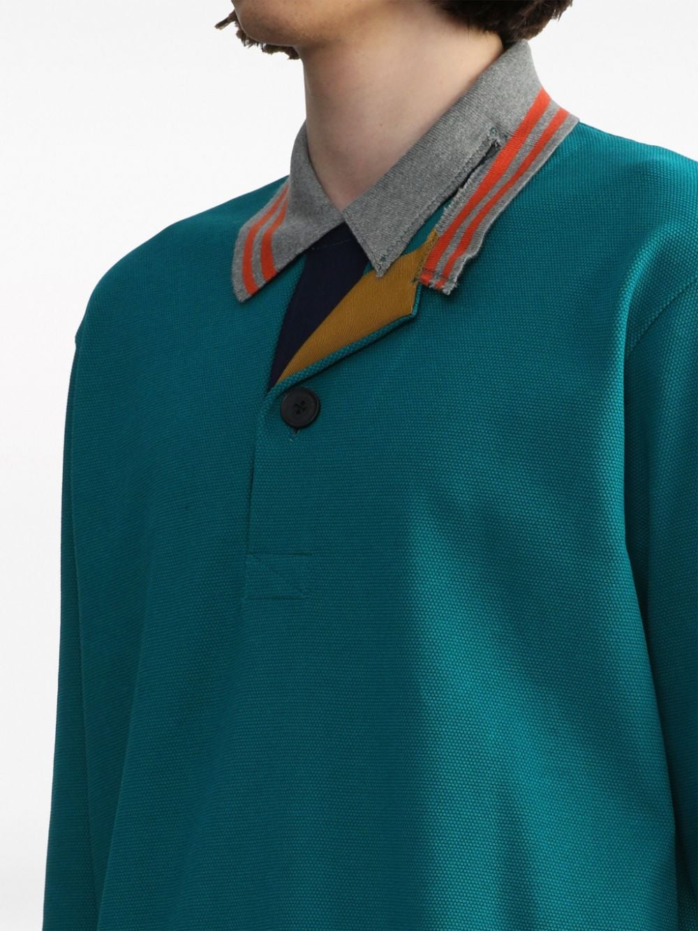 Shop Kolor Patchwork-detail Polo Shirt In Blue
