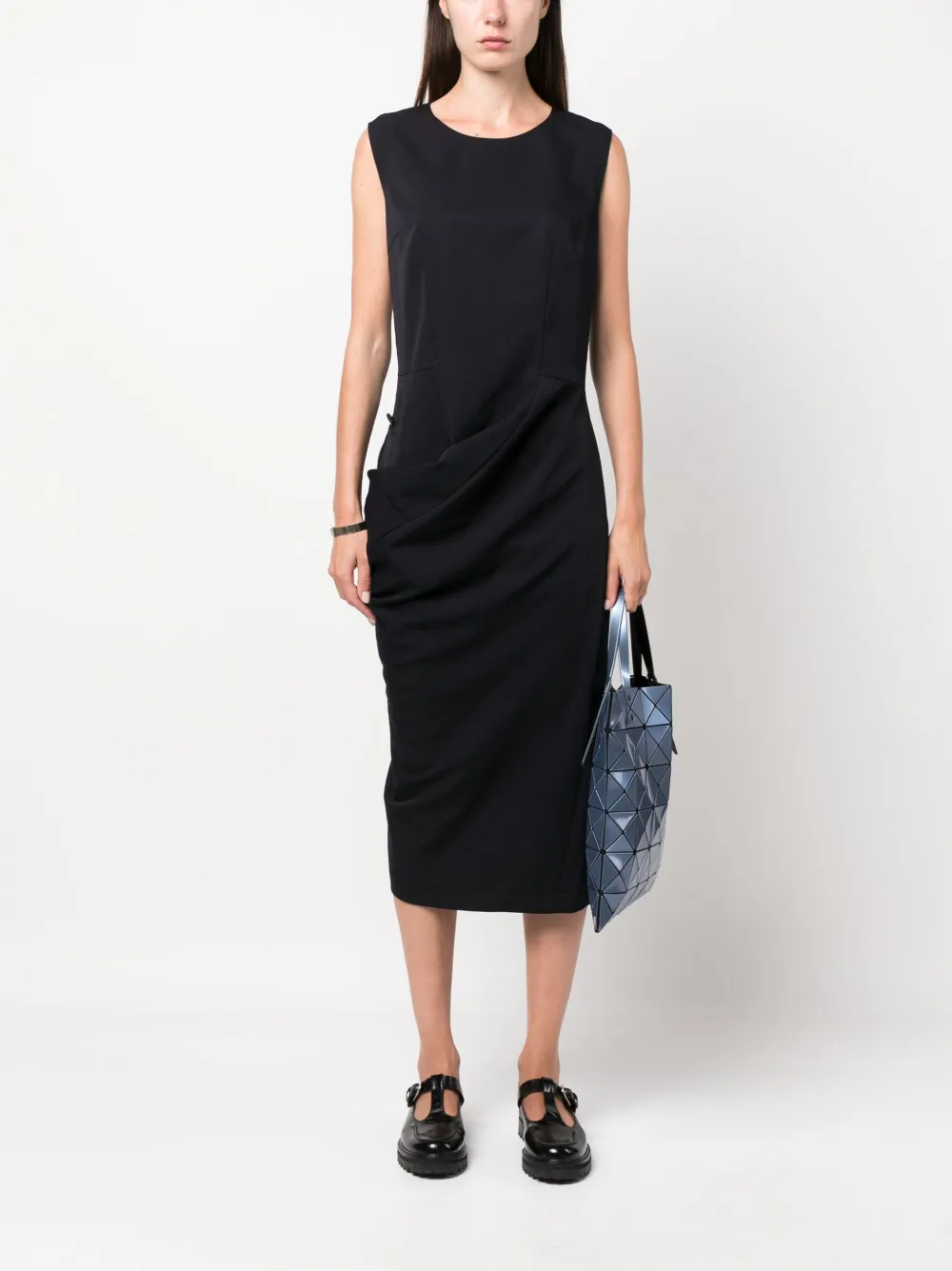 Comme Des Garçons Comme Des Garçons draped-back gathered midi dress - Blauw