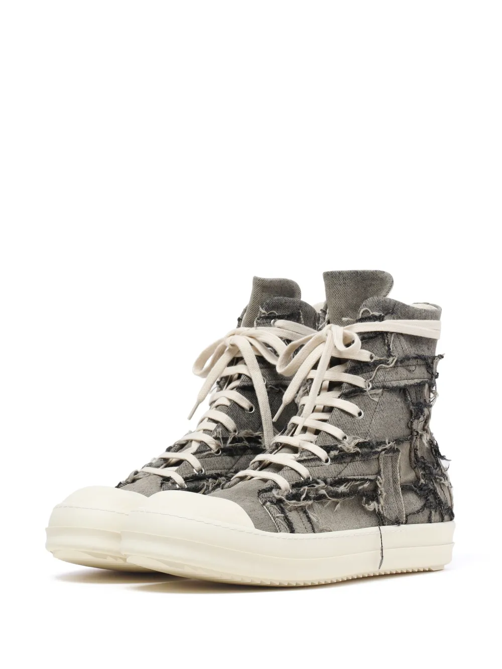 Shop Rick Owens Drkshdw Luxor Slashed Frayed-trim Sneakers In Grey