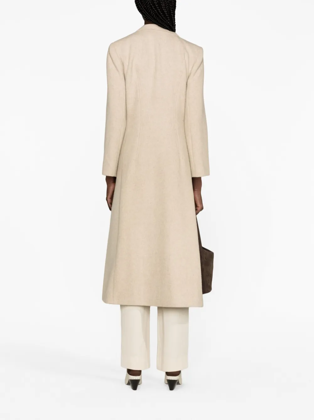 Shop By Malene Birger Gardeniia Fringed Long Coat In Brown