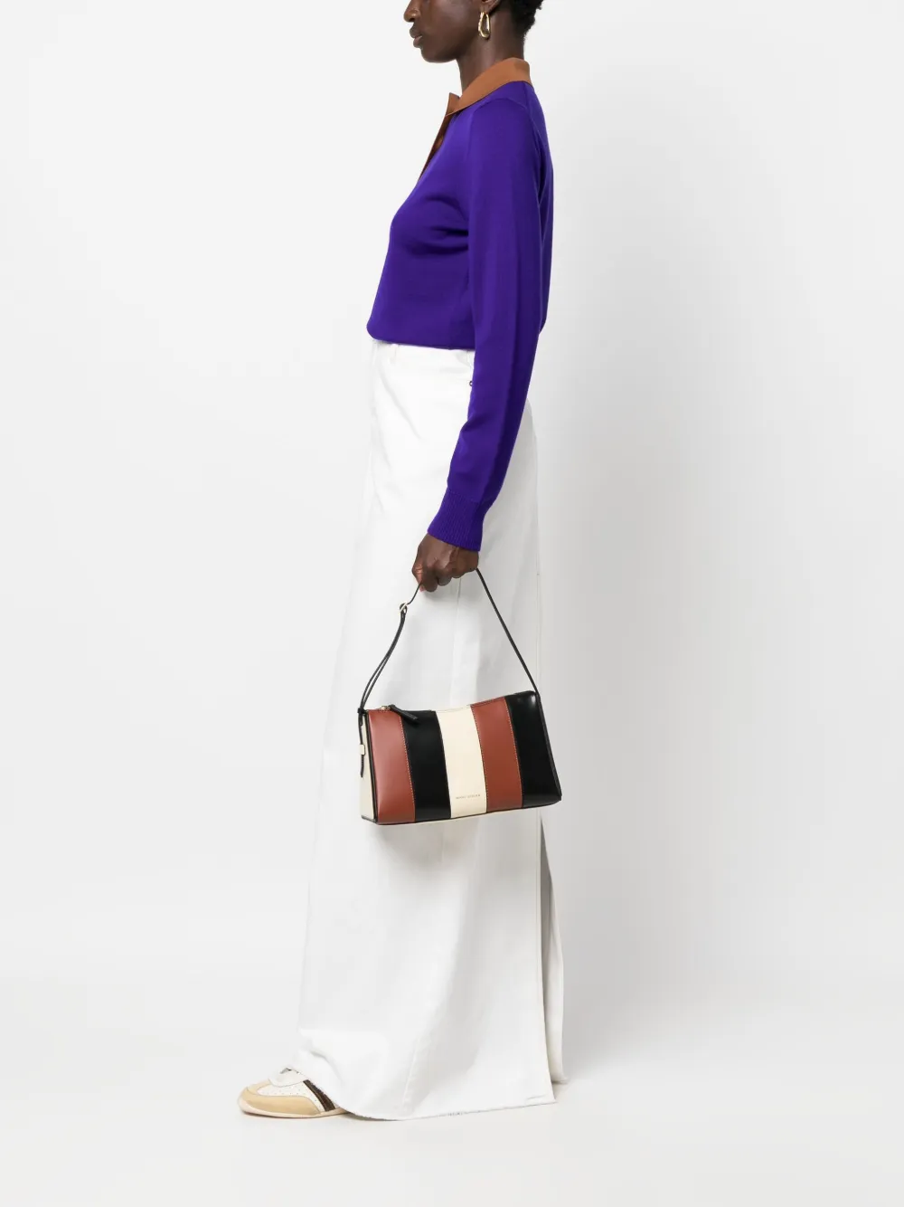 Manu Atelier panelled leather shoulder bag - Zwart