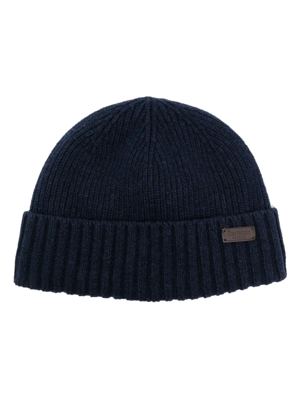 Barbour logo-patch ribbed-knit beanie | Blue | Image 1