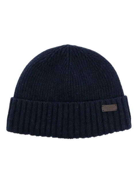 Barbour logo-patch ribbed-knit beanie
