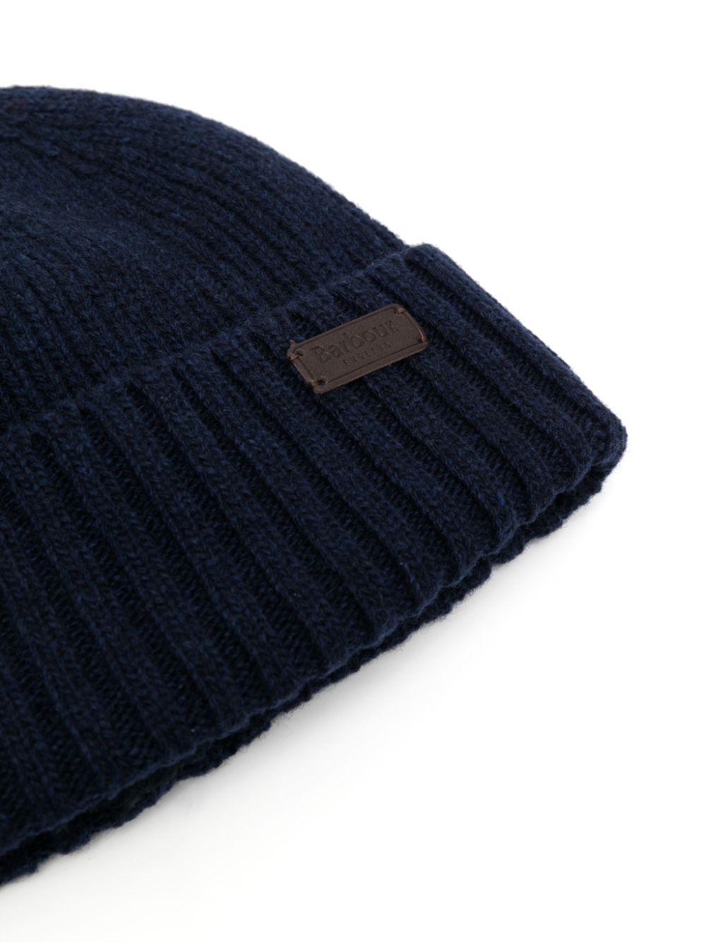 Barbour logo-patch ribbed-knit beanie - Blauw