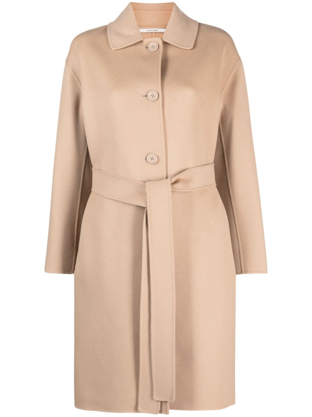 's Max Mara Belted Single-breasted Wool Coat In Neutrals