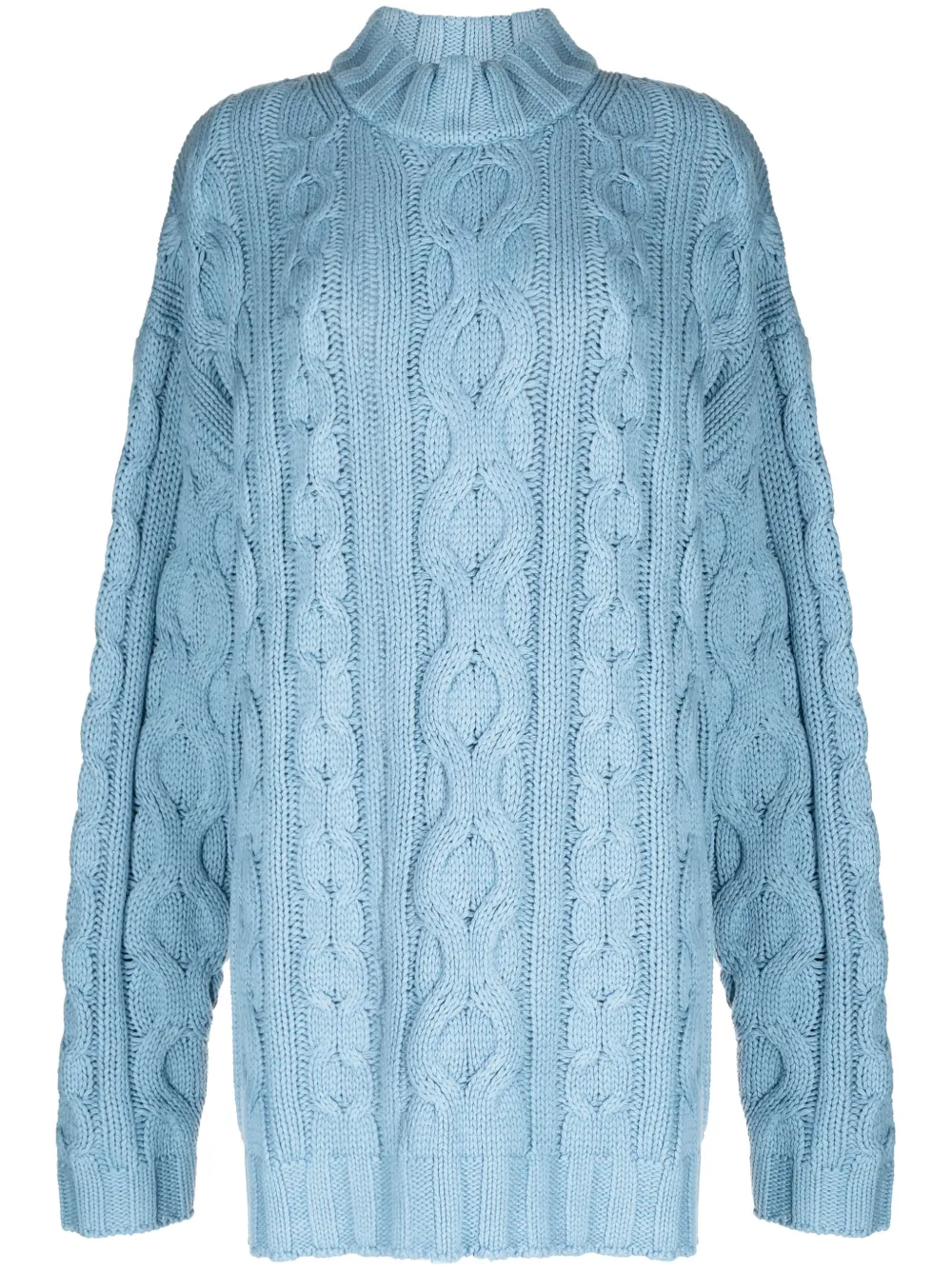STAUD Kabelgebreide mini-jurk Blauw