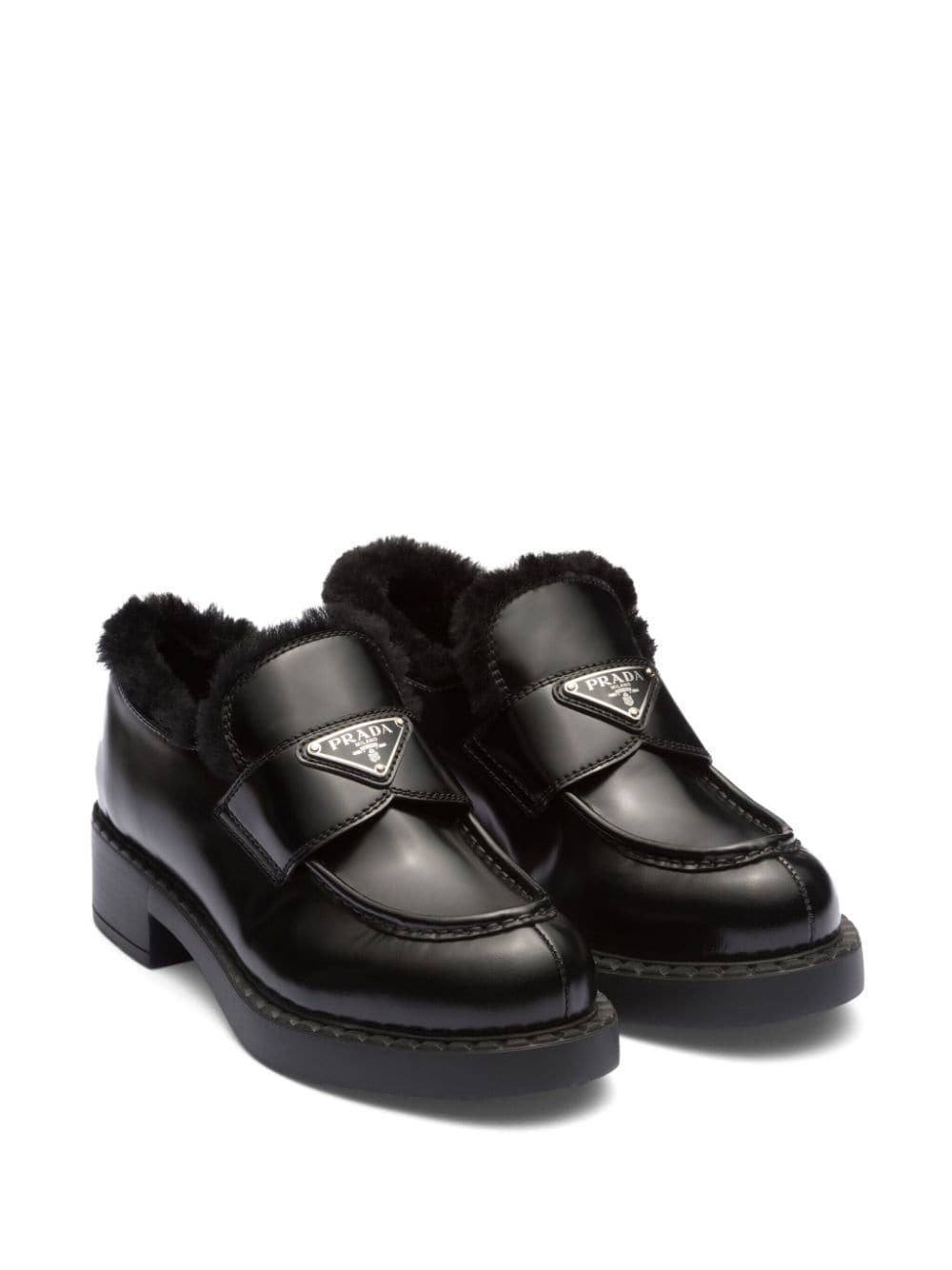 Image 2 of Prada brushed leather loafers