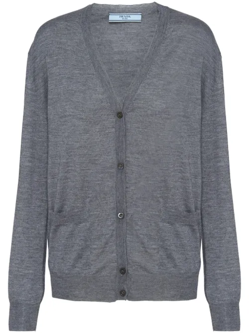 Cardigan en cachemire mélangé à col v - Prada - Modalova