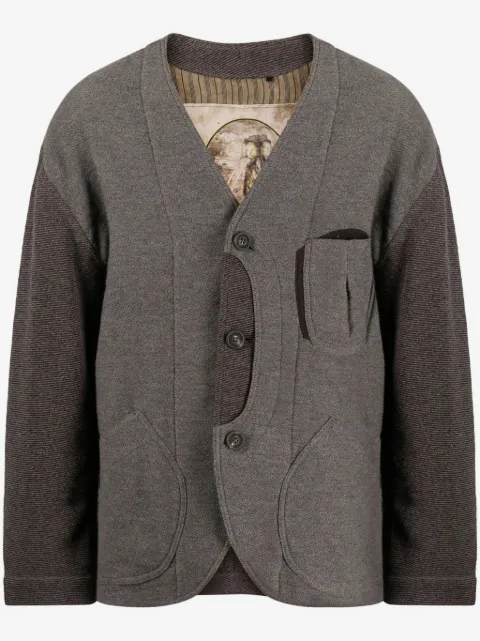 Ziggy Chen patchwork-design V-neck jacket