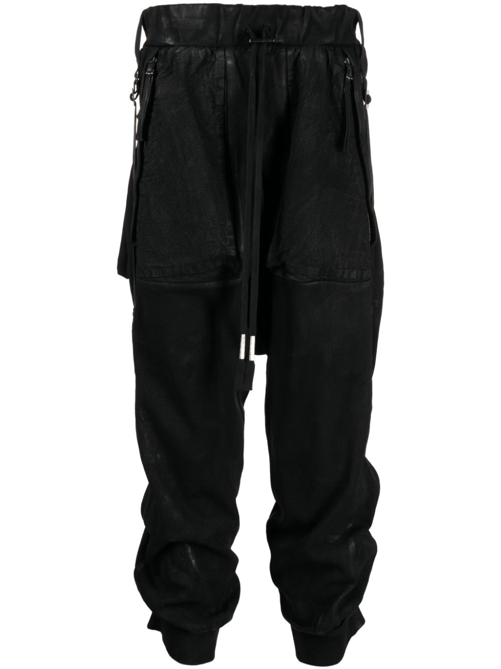 Shop Boris Bidjan Saberi Drawstring Drop-crotch Track Pants In Black