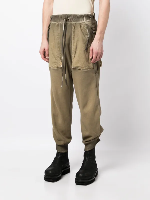 Boris Bidjan Saberi Faded drop-crotch Cotton Track Pants | Green