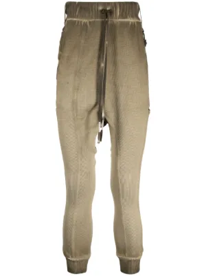Boris Bidjan Saberi drop-crotch cotton-blend Track Pants | Green