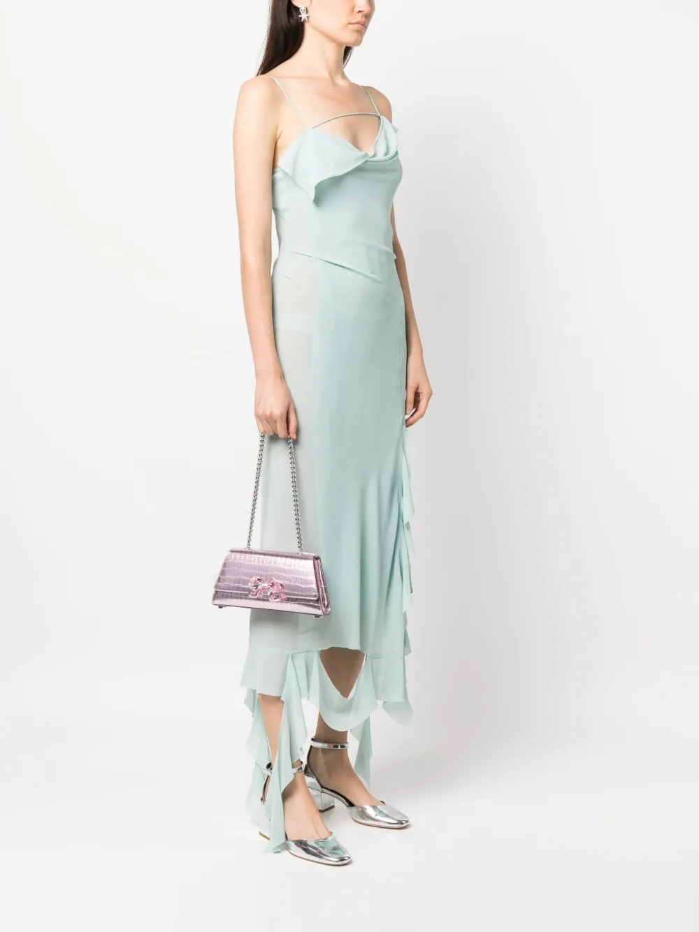 Self-Portrait The Bow metallic tas - Roze