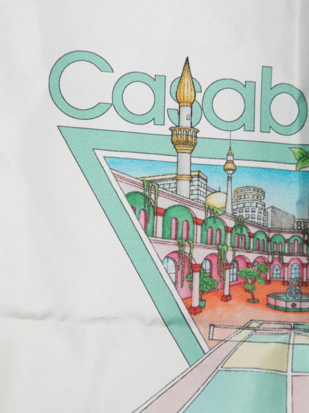 Casablanca Tennis Club graphic-print silk scarf - Wit