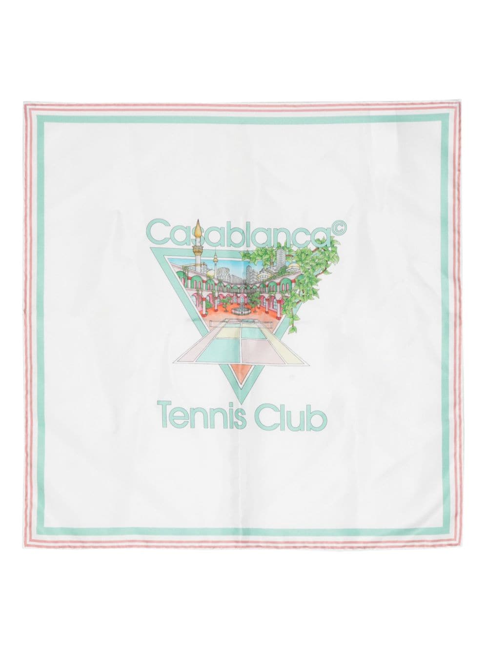 Casablanca Tennis Club Graphic-print Silk Scarf In White
