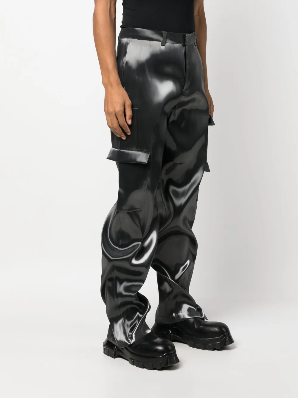 Liquid Metal straight-leg cargo trousers