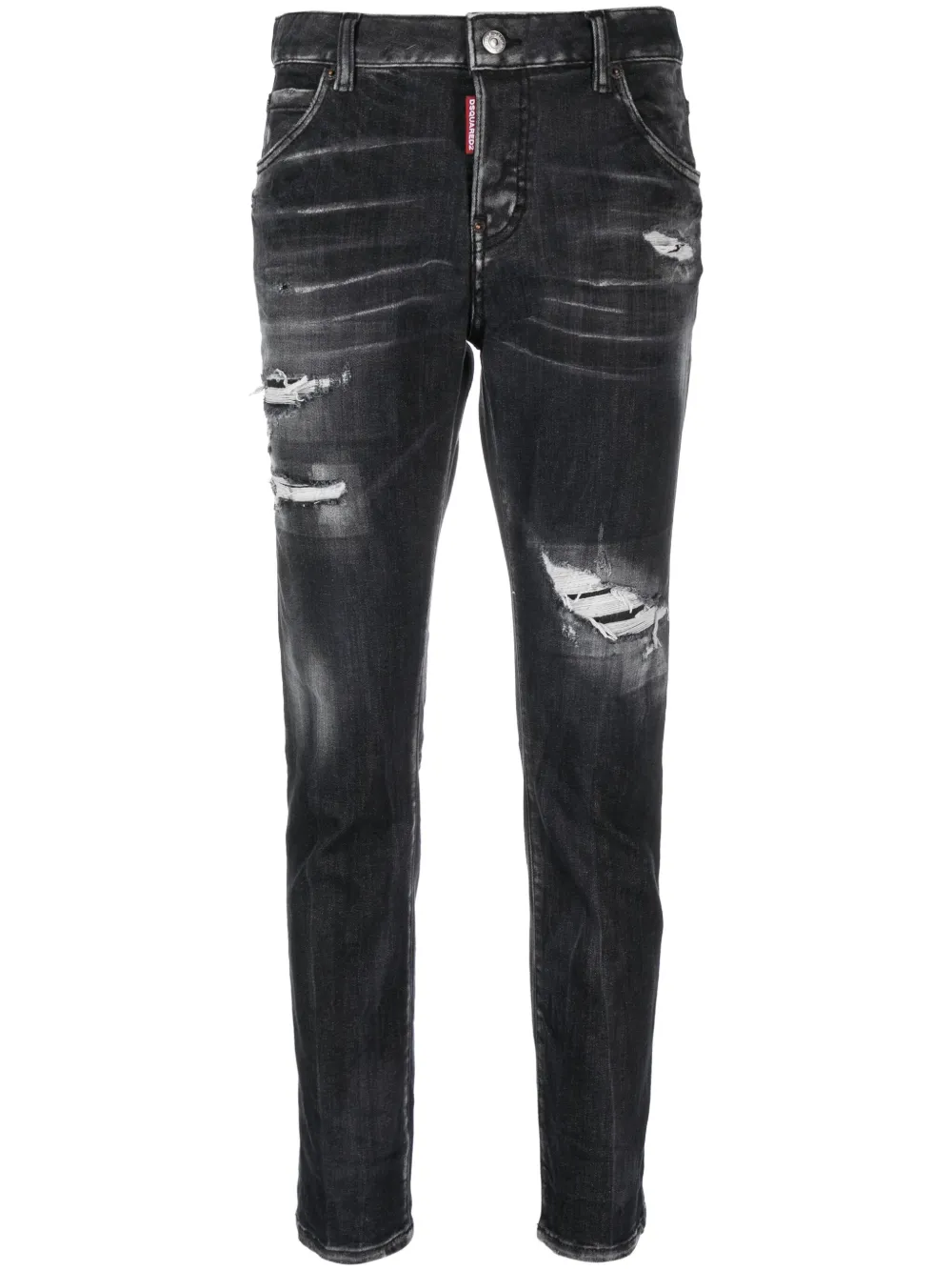 Dsquared2 Distressed Cropped Skinny Jeans In Black