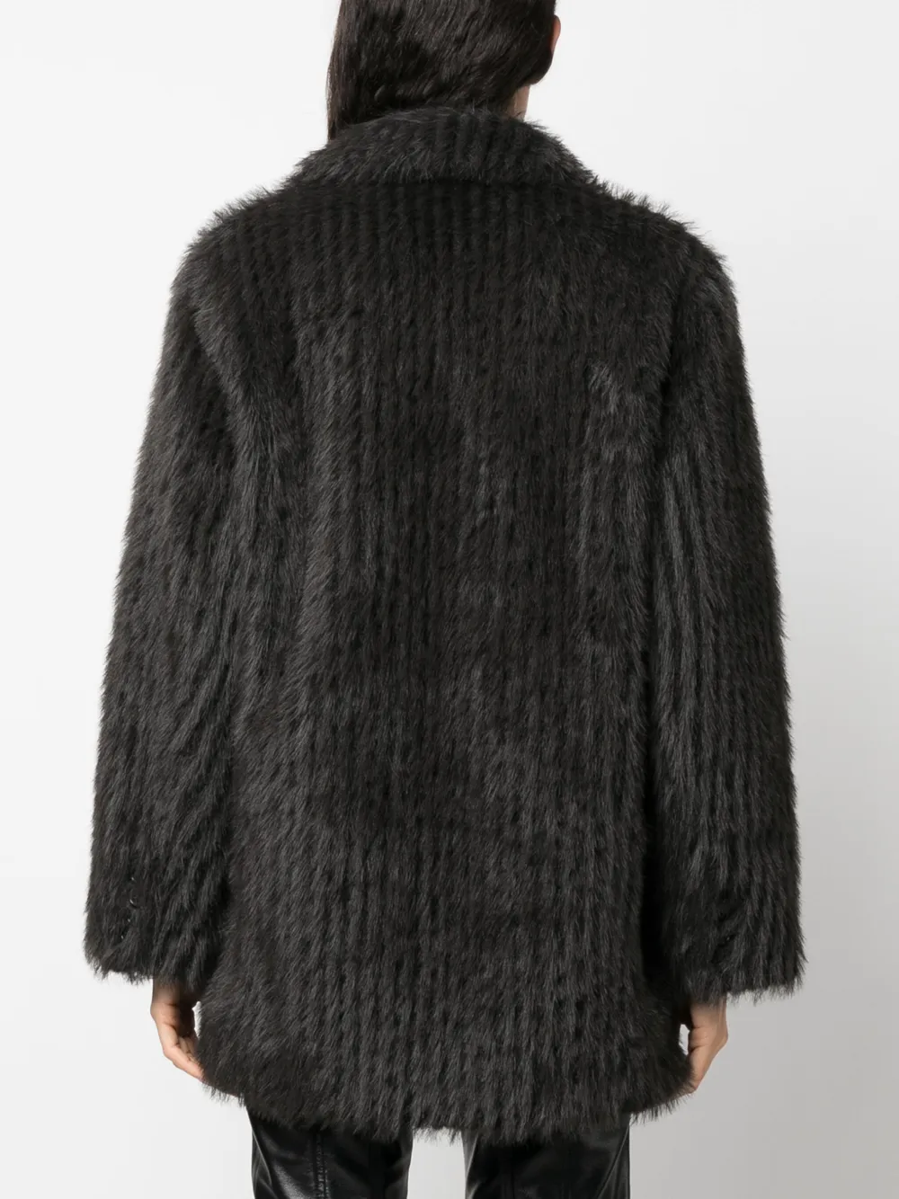 Stand Studio Zenni Double-breasted Faux-fur Jacket In Brown