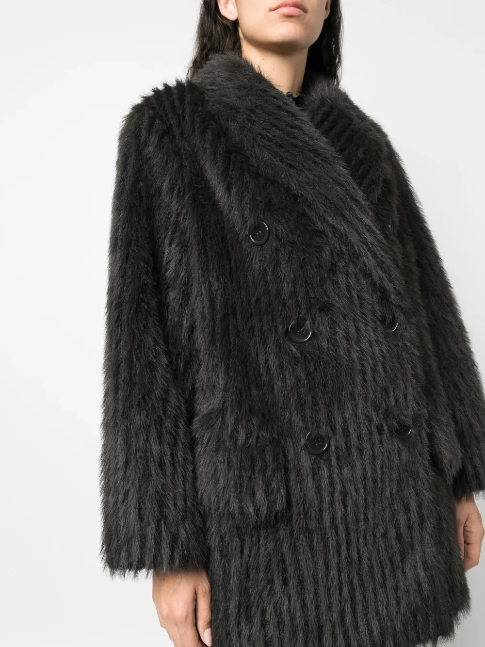 Stand Studio Zenni Double-breasted Faux-fur Jacket In Brown