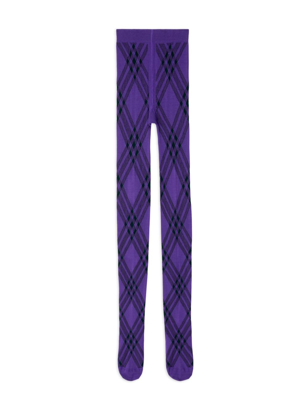 Shop Burberry Check-print Wool-blend Socks In Purple