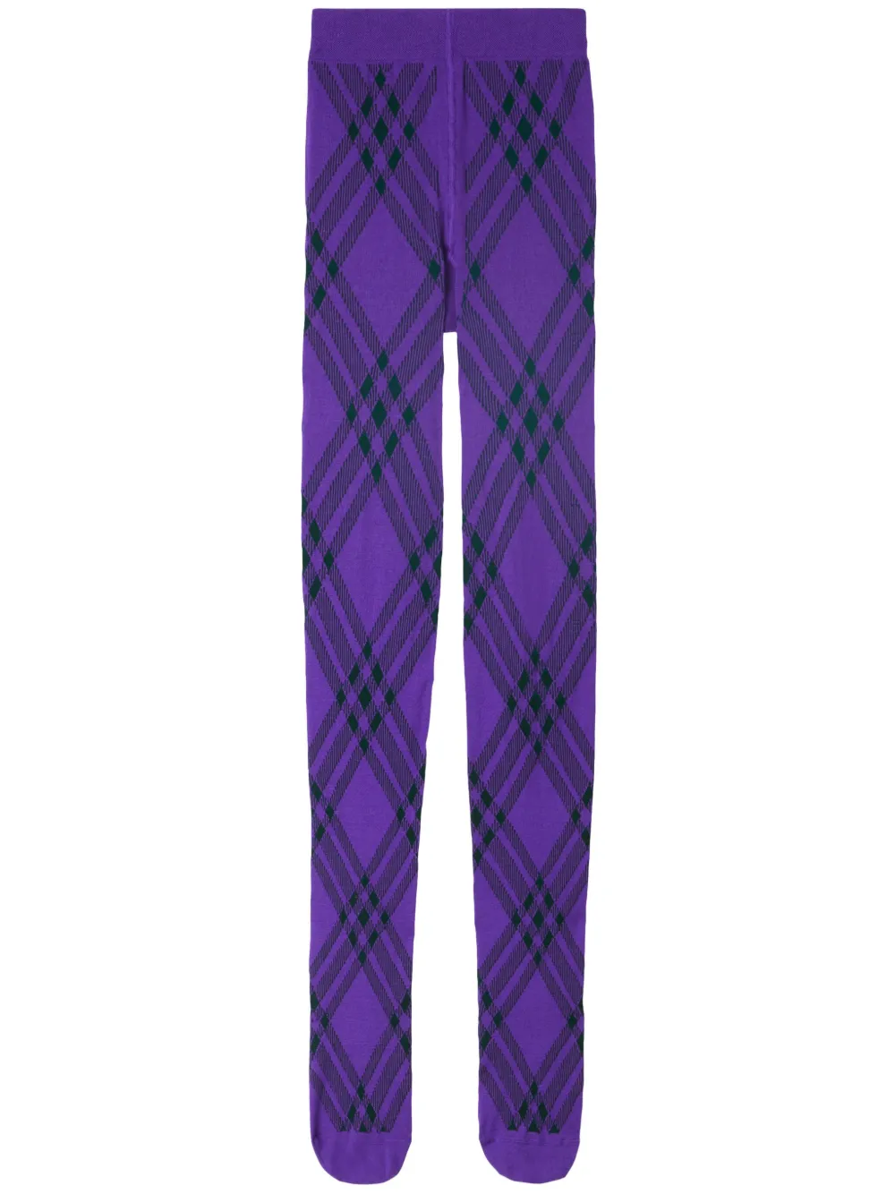 Shop Burberry Check-print Wool-blend Socks In Purple