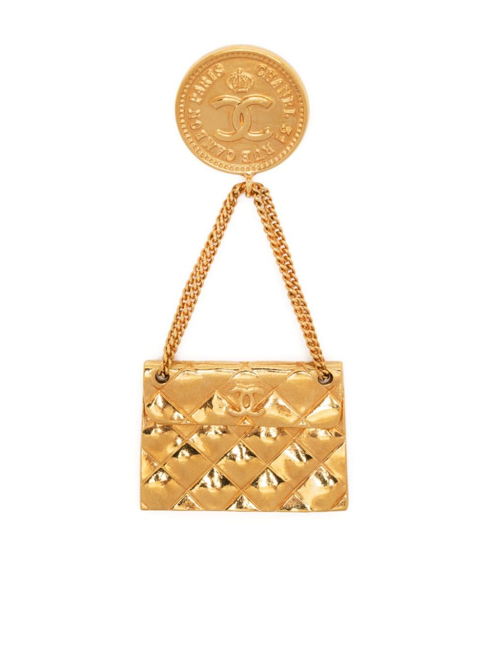 Pre-owned Chanel Classic Flap Brooch In Gold